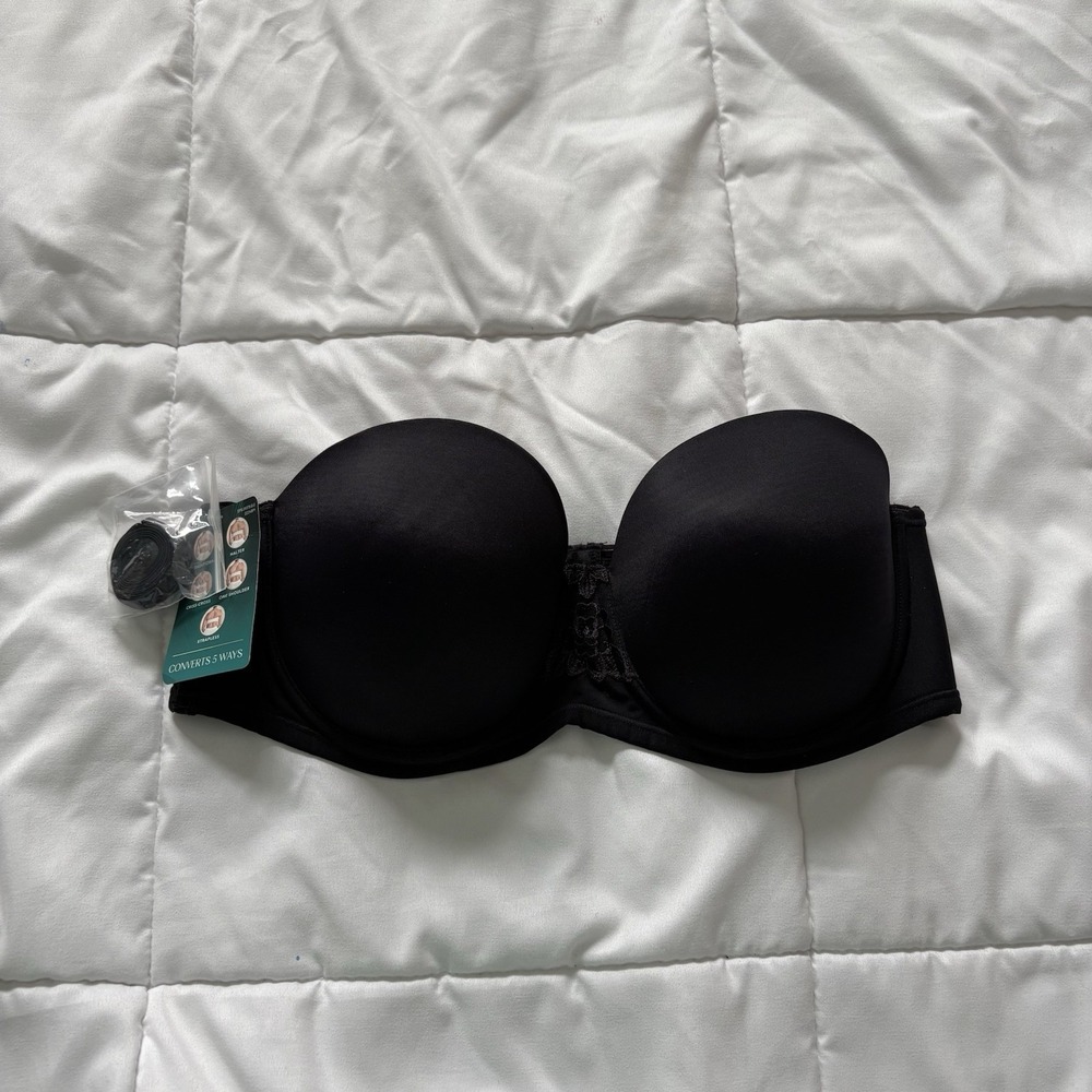 NWT Vanity Fair Beauty Back Strapless Underwire Bra Black Womens 38C Goth Grunge